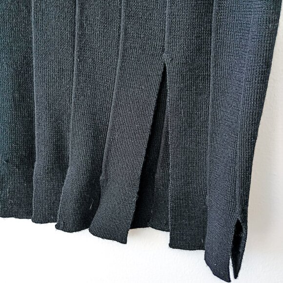 MANAHE Black Pleated Knit Midi Skirt | Classic Minimalist Chic Style Size S - Picture 3 of 6